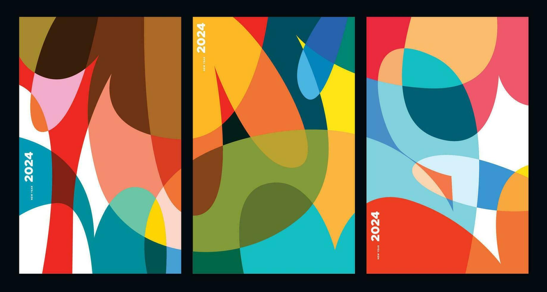New Year 2024 Colorful Abstract Geometric and Fluid for Poster and Banner Greeting Card vector