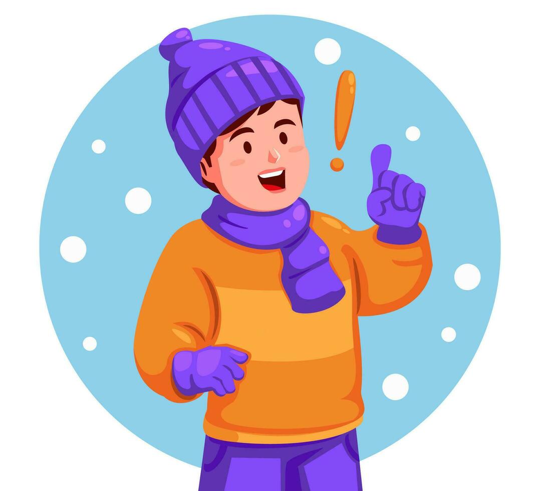 boy wearing a winter hat and gloves vector