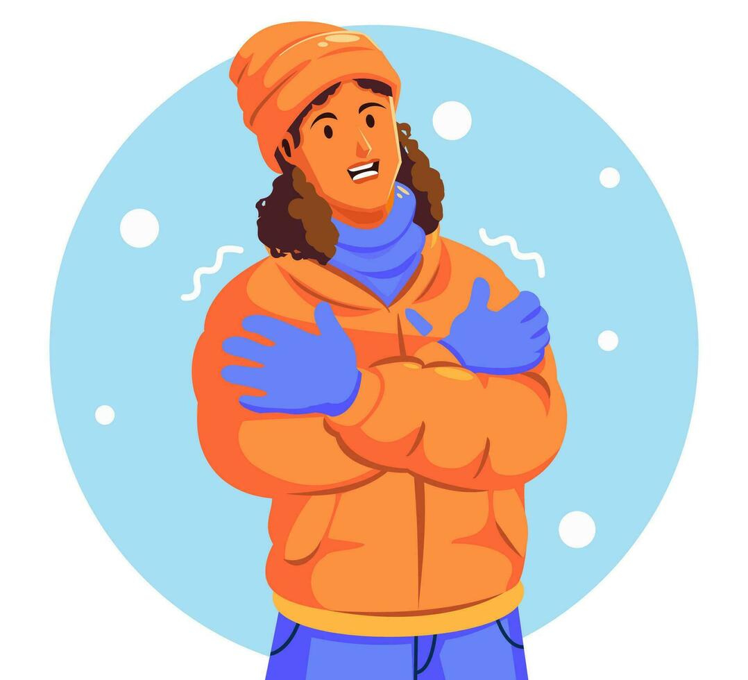 Illustration of a Woman Wearing Winter Clothes Posing with Arms Crossed vector
