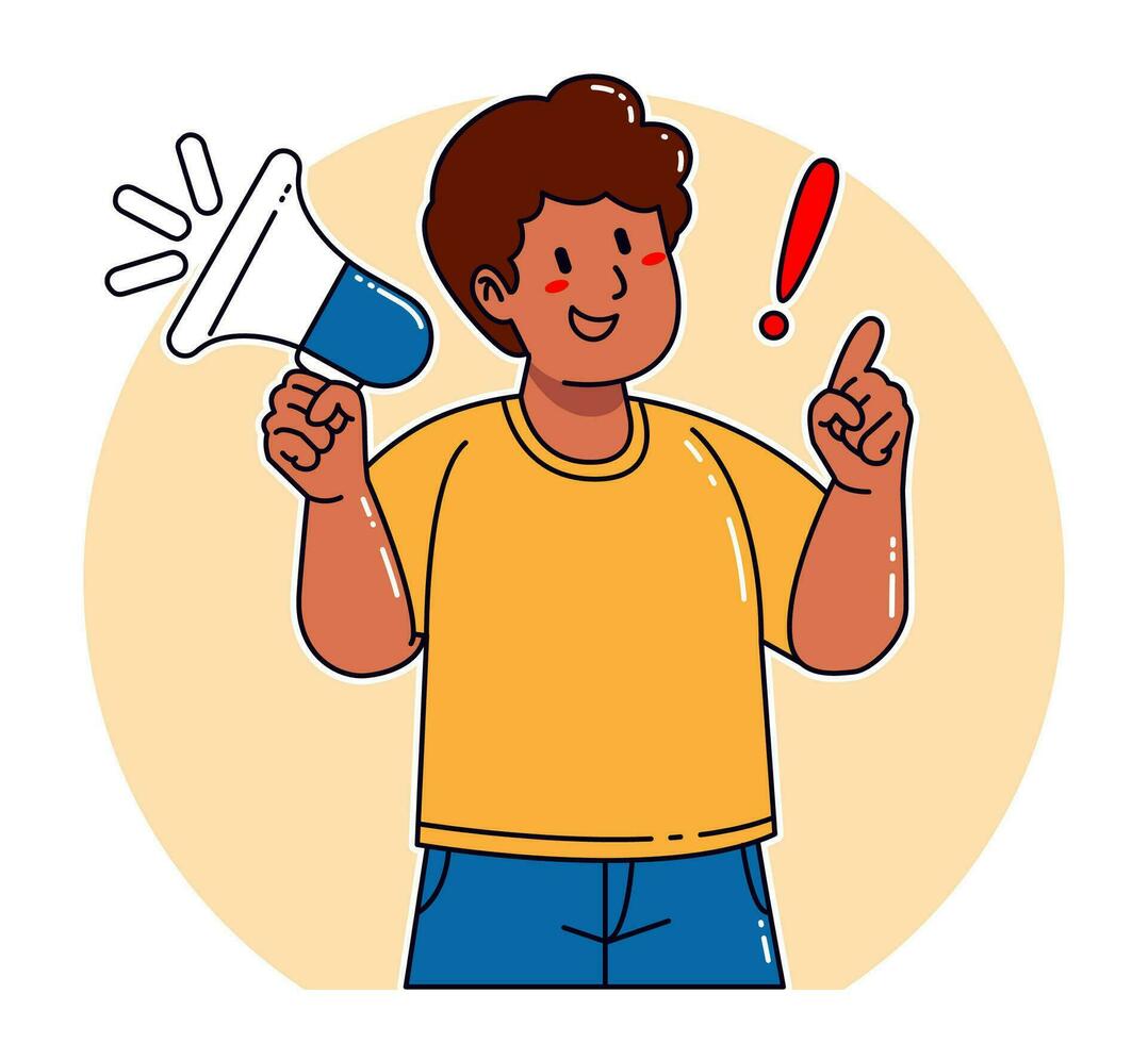 Man holding megaphone announcement vector