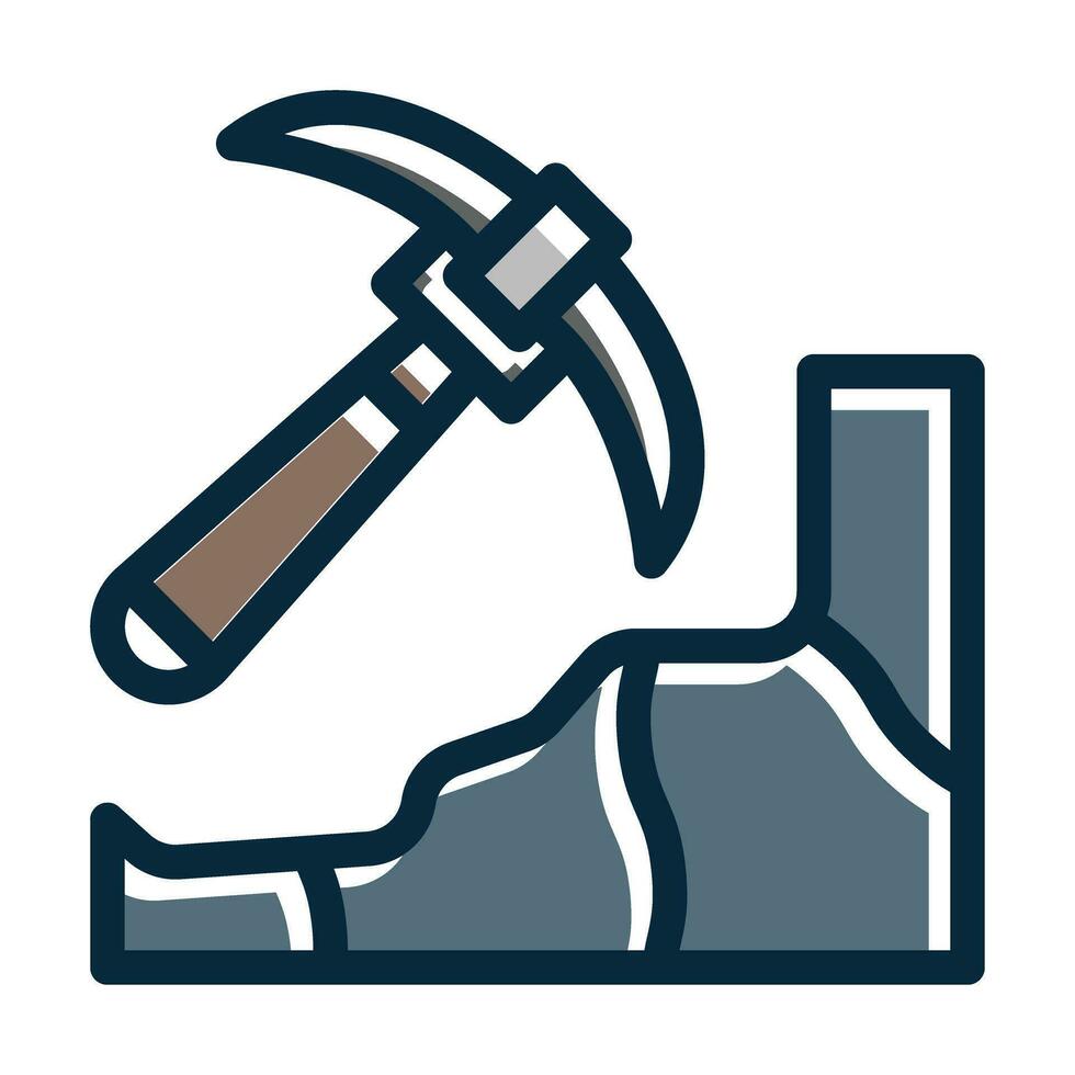 Mine Vector Thick Line Filled Dark Colors