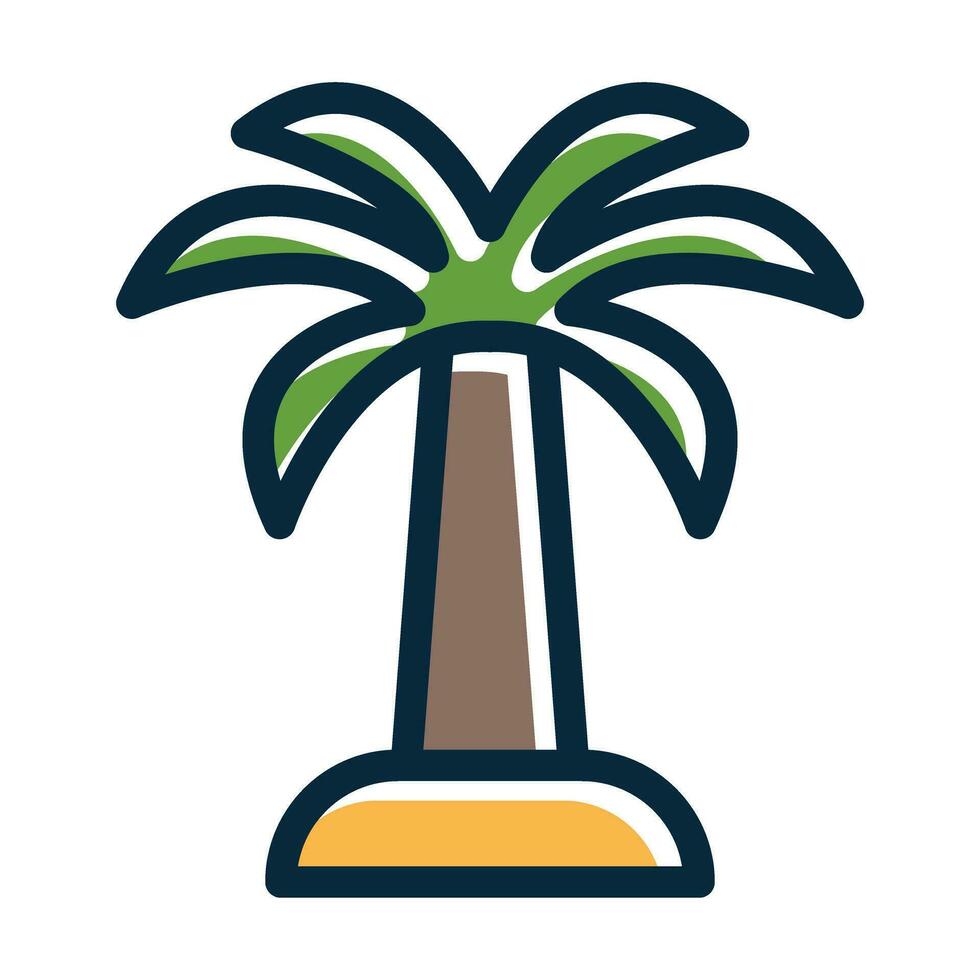 Palm Tree Vector Thick Line Filled Dark Colors