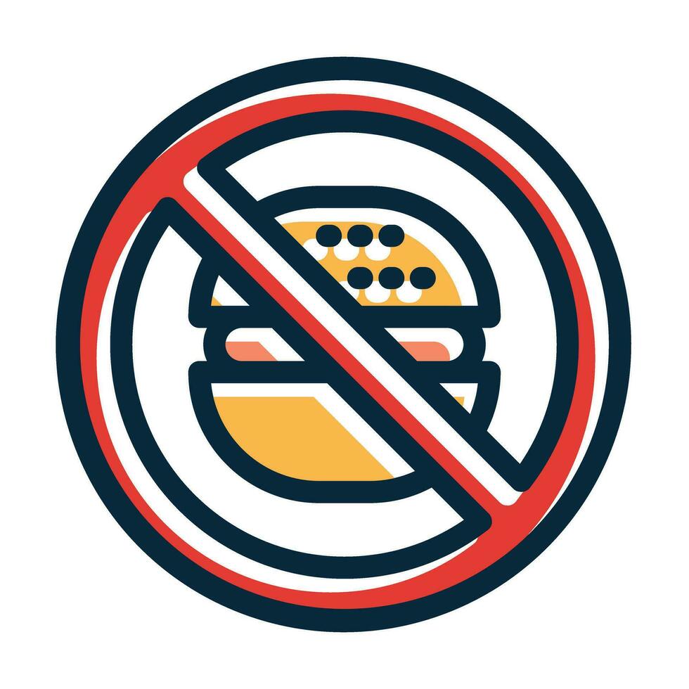 No Fast Food Vector Thick Line Filled Dark Colors