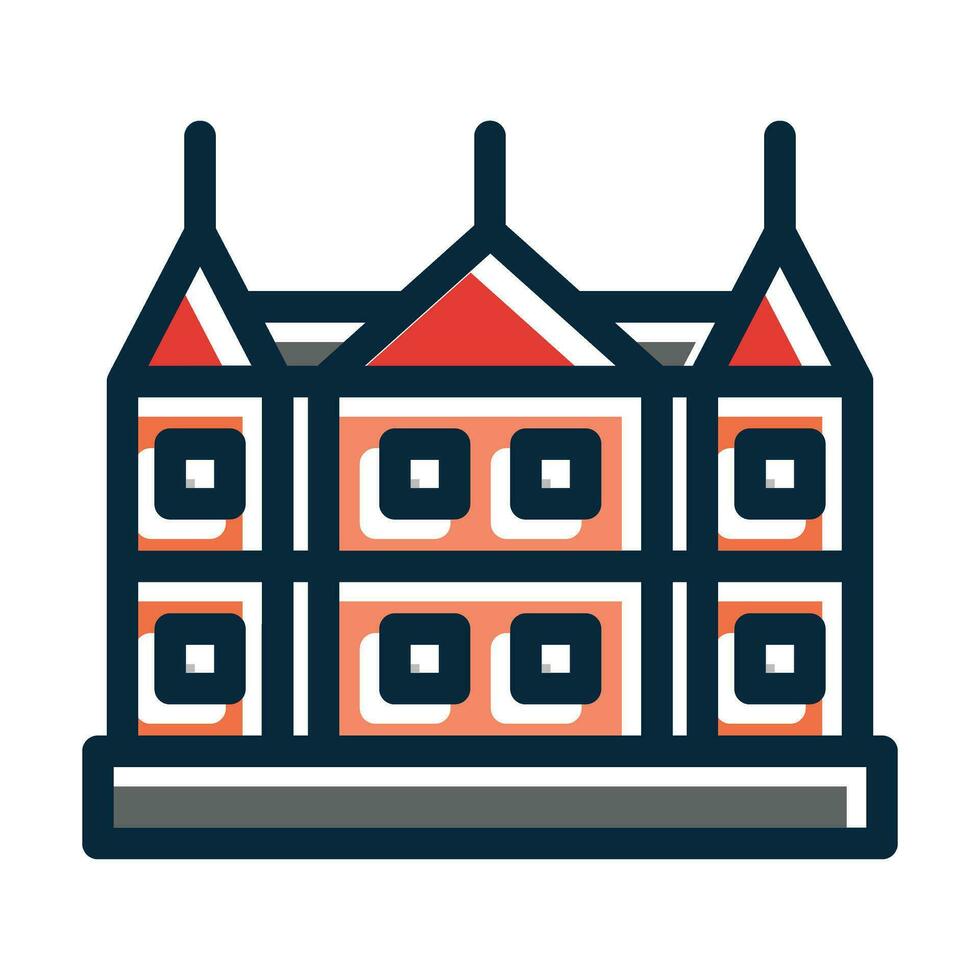 Motel Vector Thick Line Filled Dark Colors