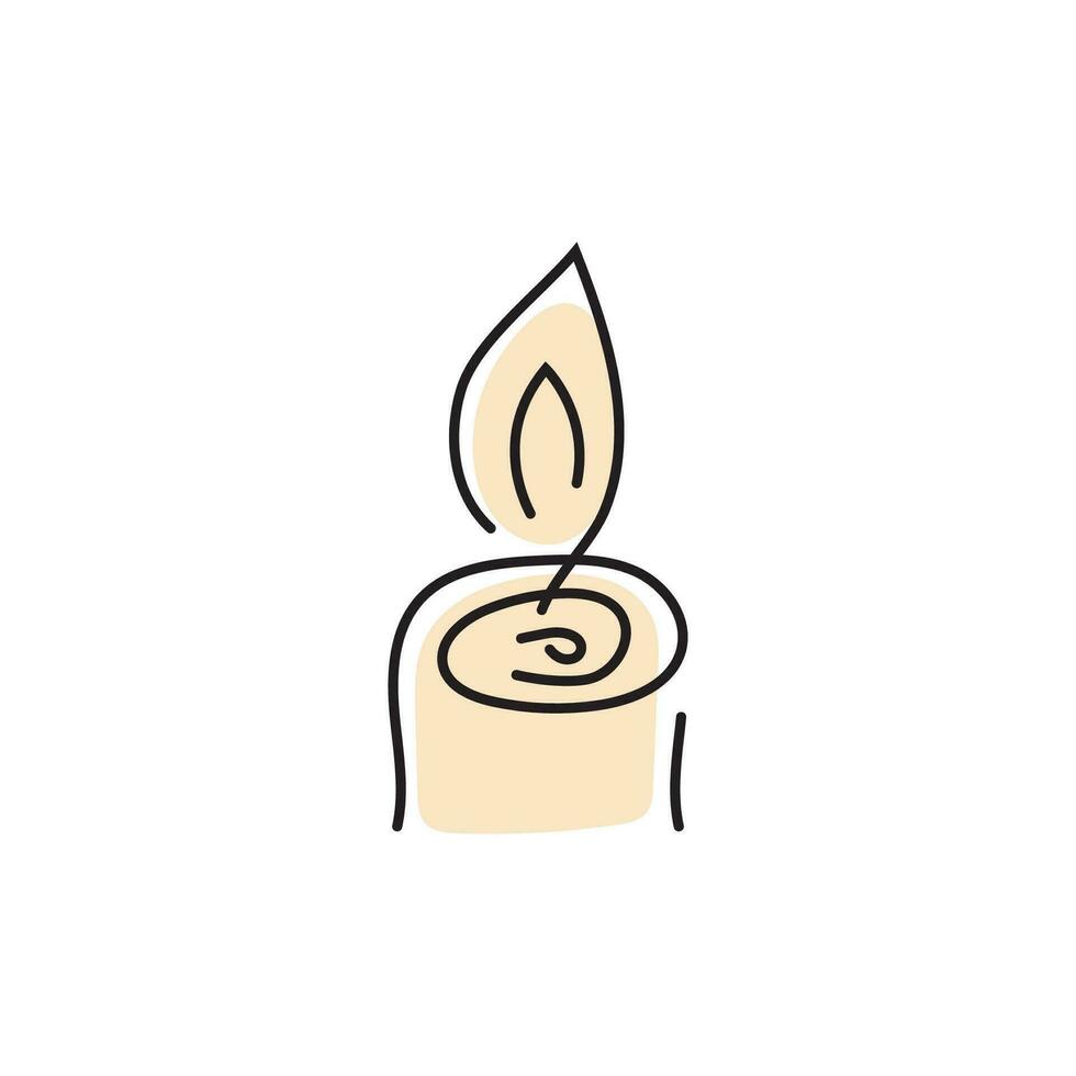 Burning Candle Vector Logo Template in Simple Flat Style.