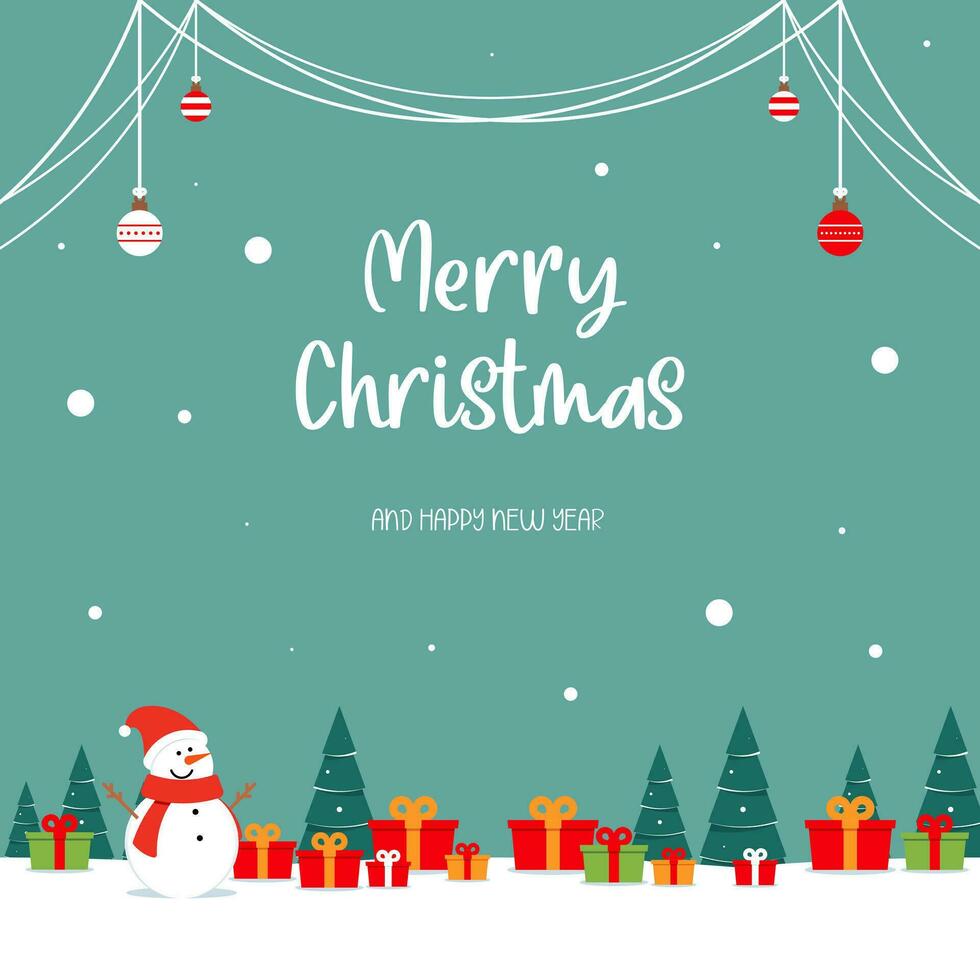 Whimsical Winter Wonders Cute Flat Minimalism Christmas And New Year Delight Greeting Vector Illustration Poster Design