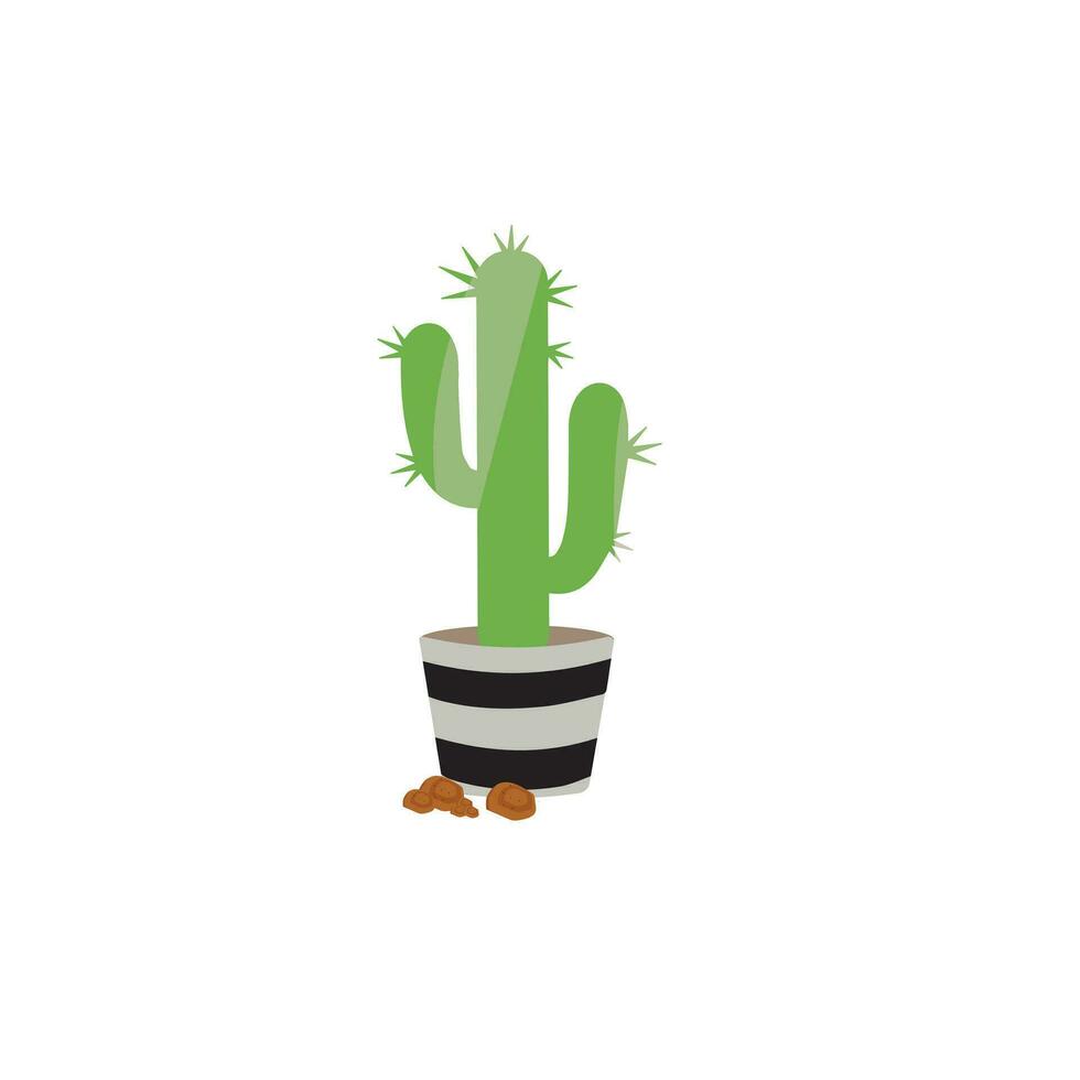 Cactus icons in a flat style on a white background. Home plants cactus in pots and with flowers. A variety of decorative cactus with prickles and without. vector