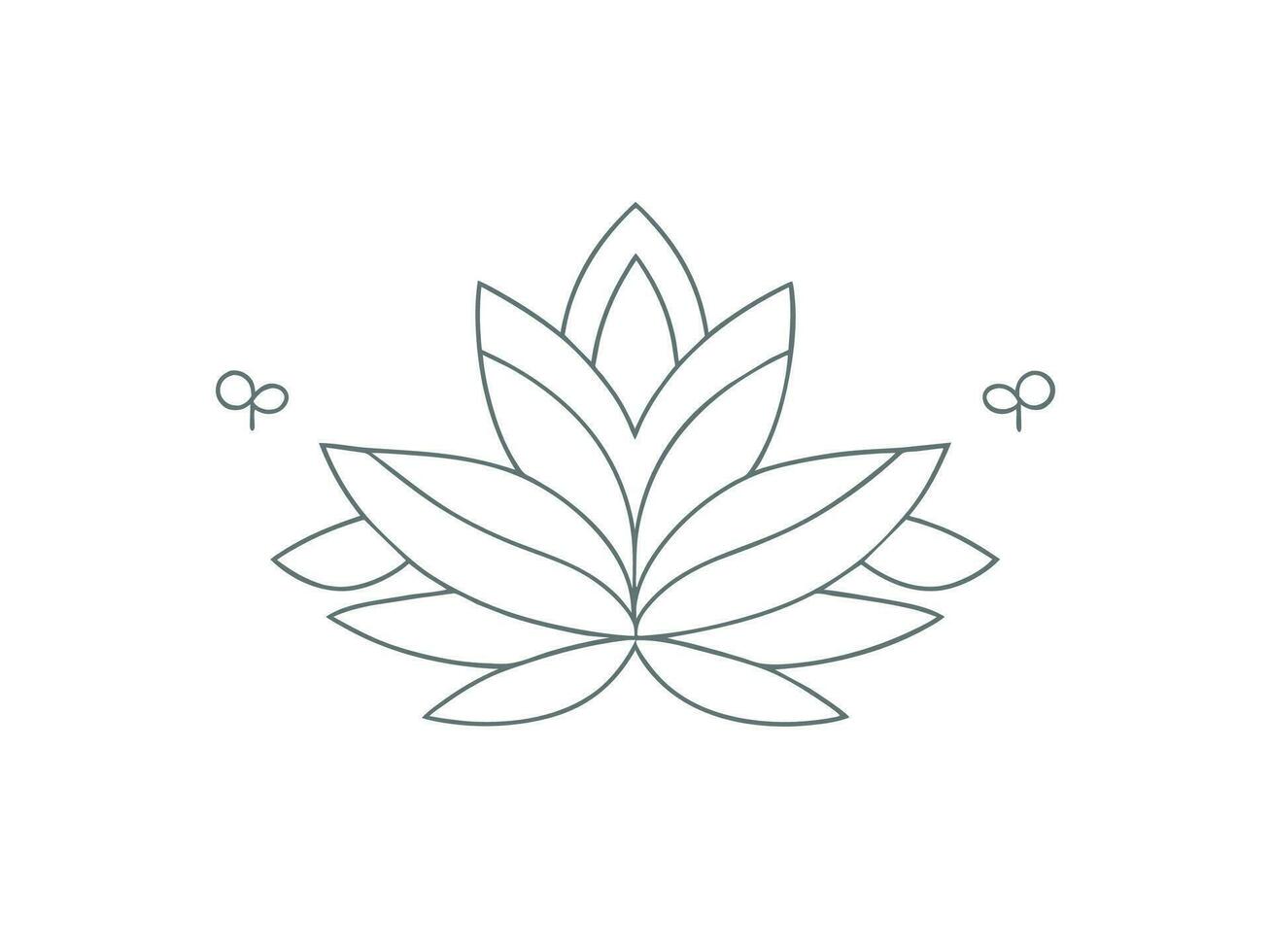 a line drawing of a lotus flower vector