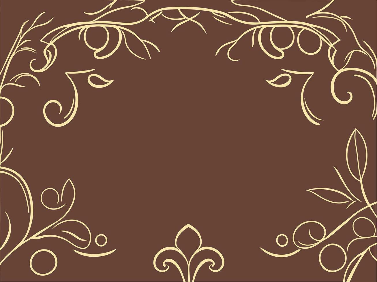 a decorative frame with a floral design on a brown background vector