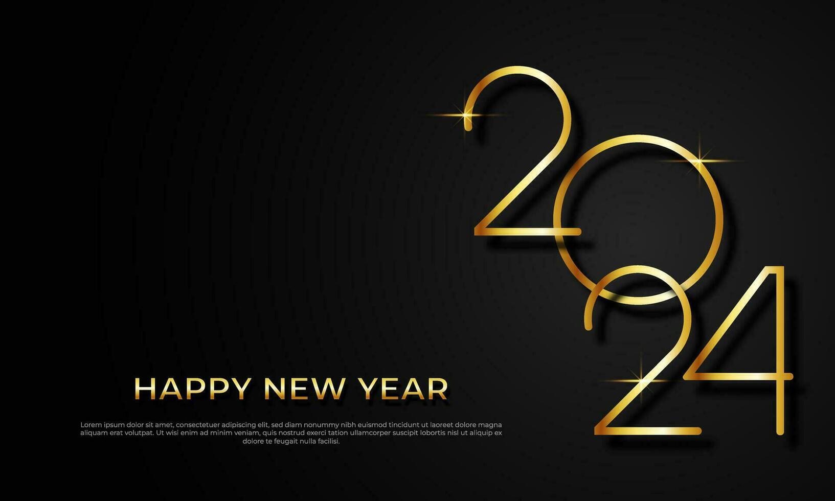 nuevo año 2024 con estilo número en dorado lujo color con diseño en un oscuro antecedentes vector