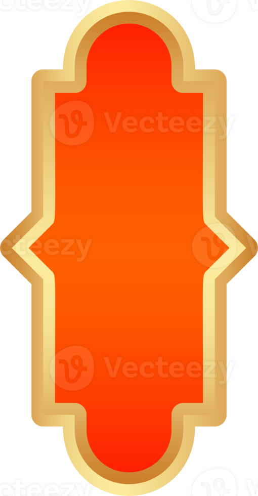 Ramadan golden frame. Islamic window shape. Arabic arch. Muslim vintage border for design with red background. Indian decoration in oriental style. png