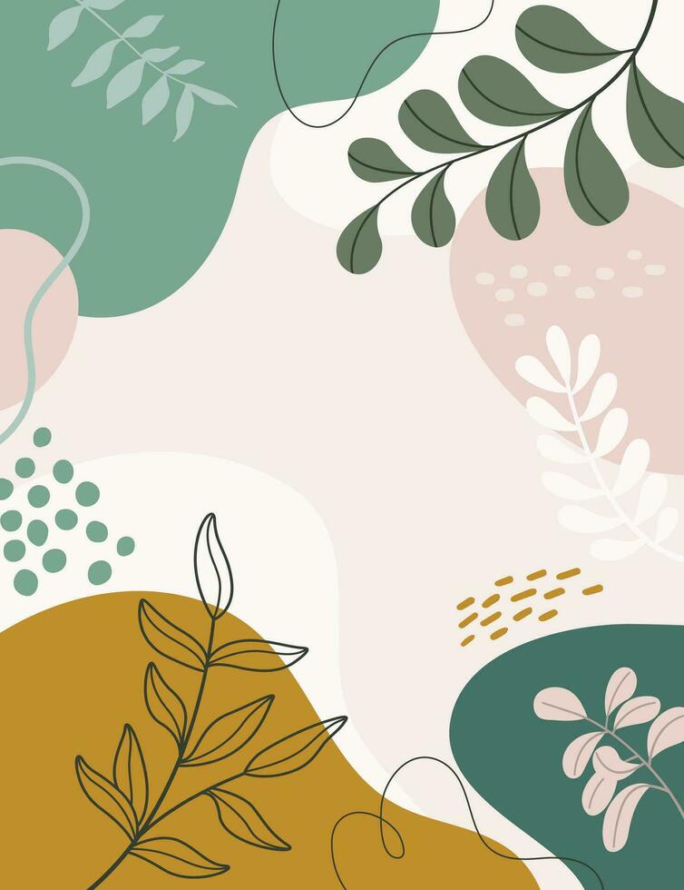 Design banner frame background .Colorful poster background vector illustration.Exotic plants, branches,art print for beauty, fashion and natural products,wellness, wedding and event.