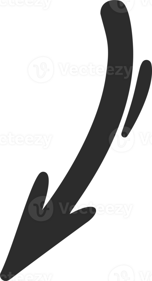 Doodle arrow. Hand drown lines and curve scribbles. Sketch of abstract pointer in different shape png