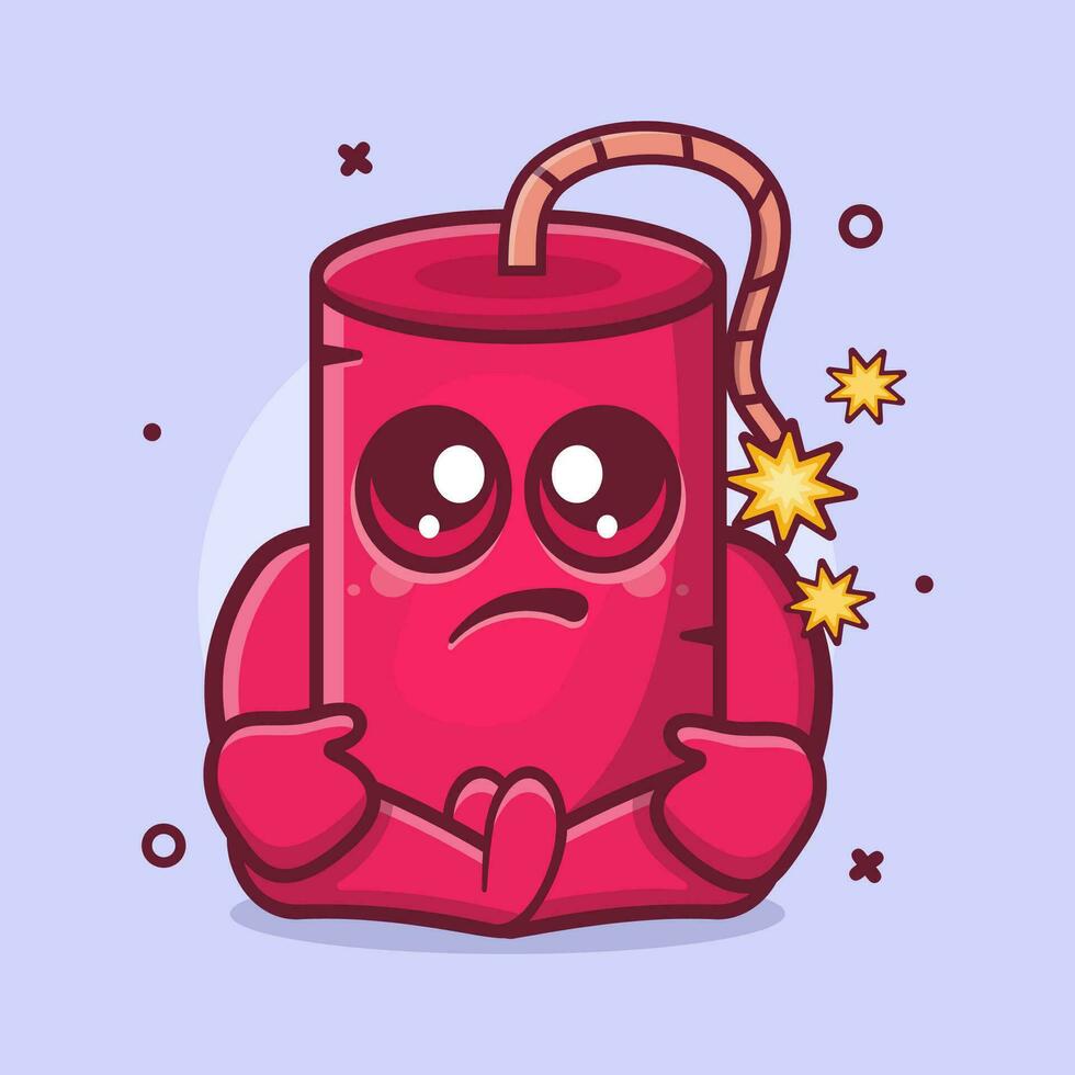 kawaii dinamitar bomba personaje mascota con triste expresión aislado dibujos animados en plano estilo diseño vector