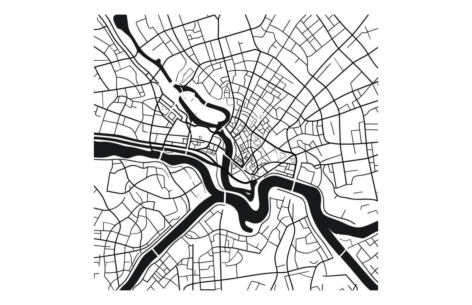 Black and white vector city map of London with well organized separated layers.