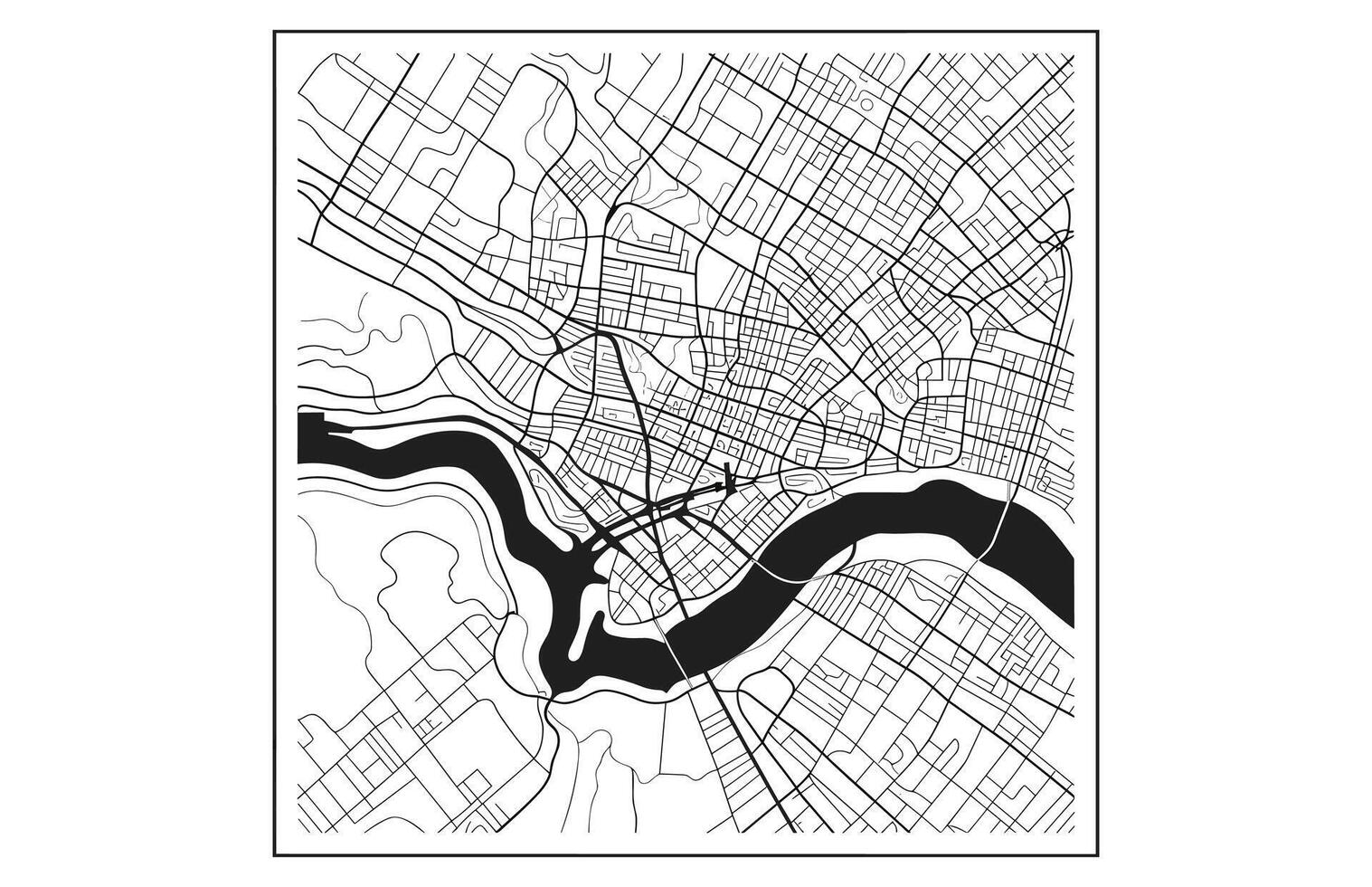 Black and white vector city map of London with well organized separated layers.