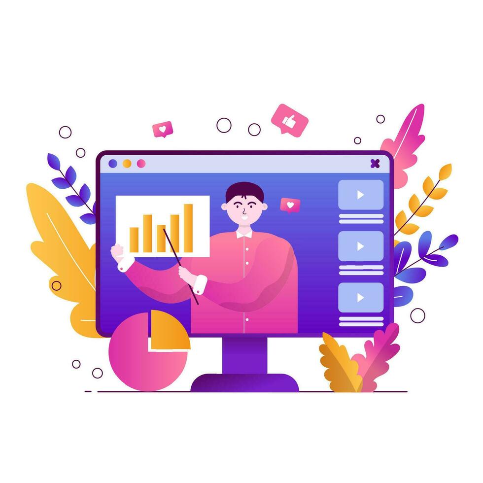 Blogger vector flat illustration