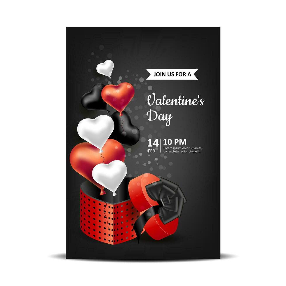 Valentines day vector banner with hearts
