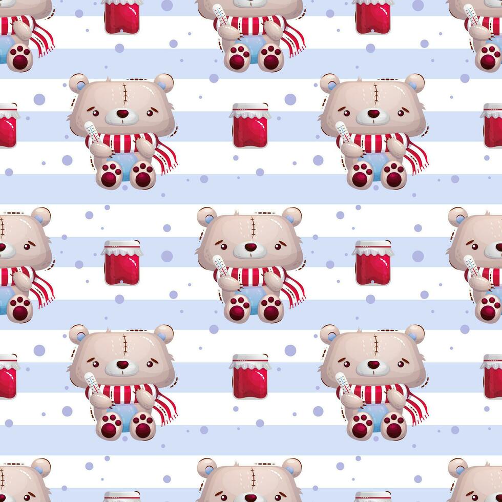 Sick bear pattern vector