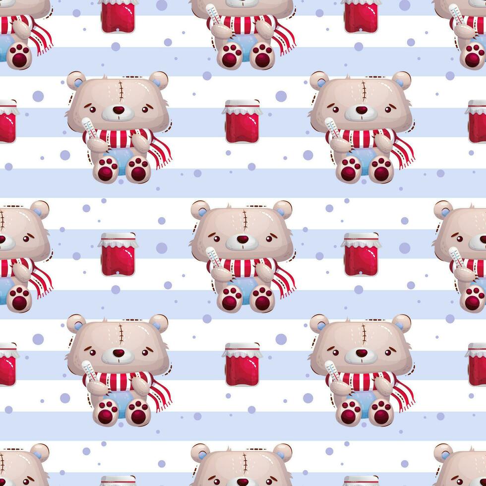 Sick bear pattern vector