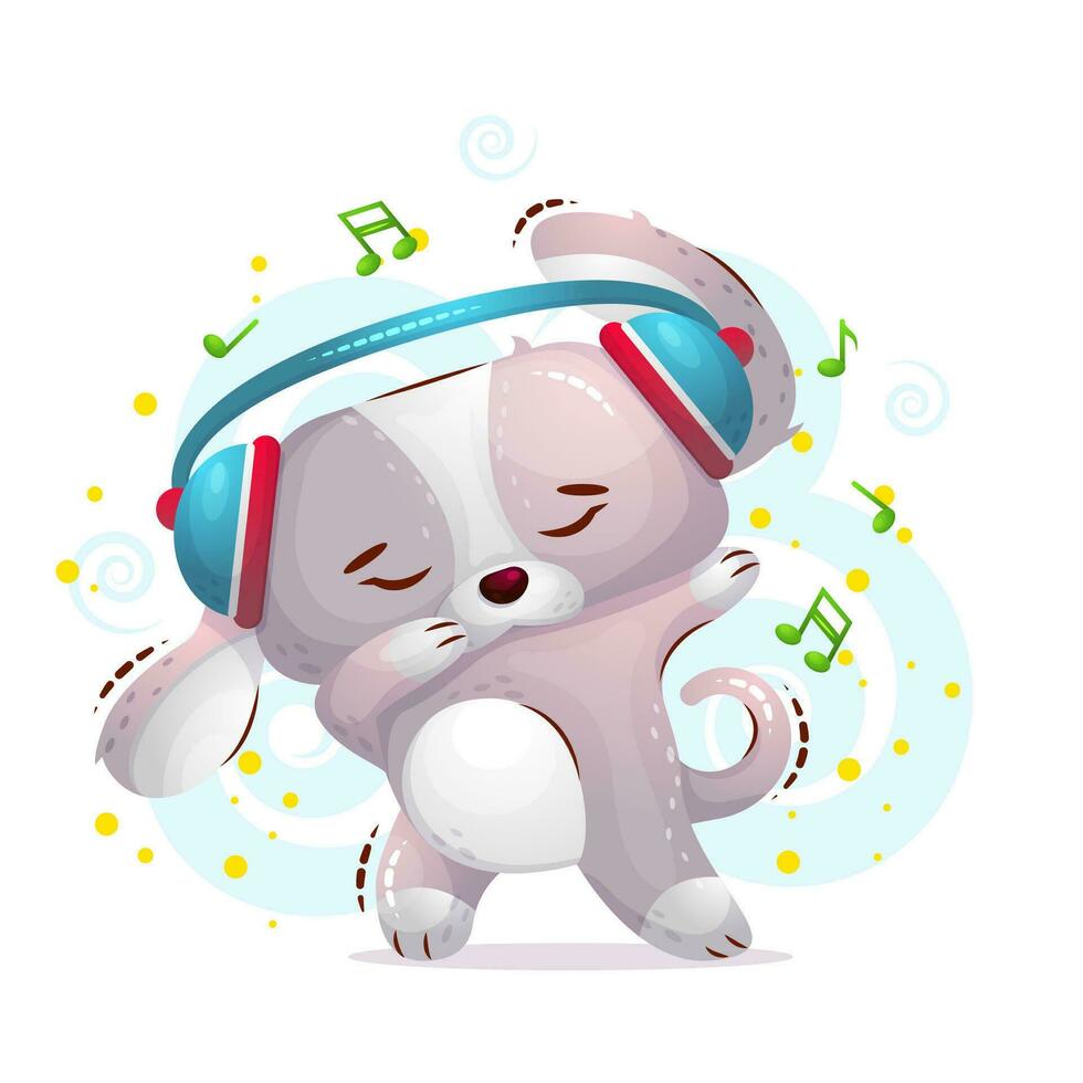 Dancing dog illustration vector