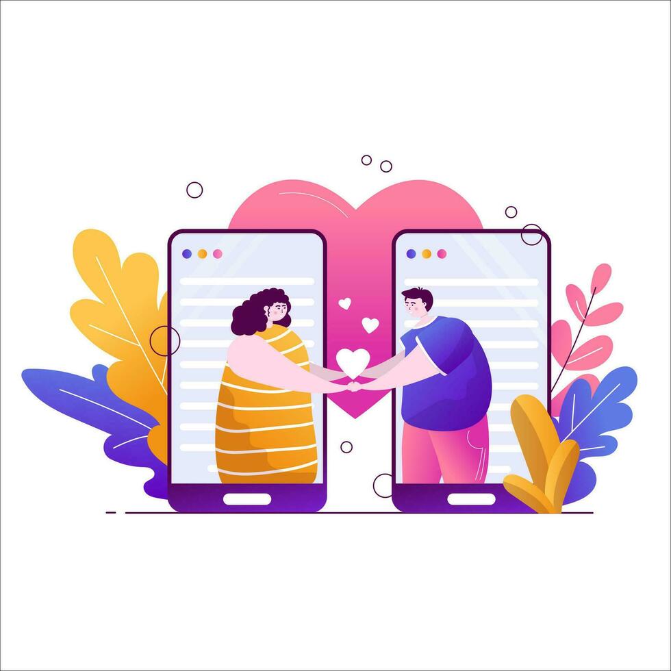 Online dating vector flat illustration