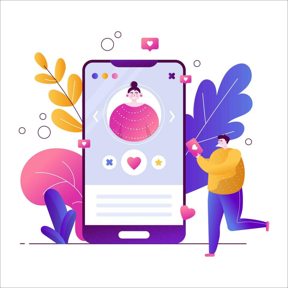 Online dating vector flat illustration