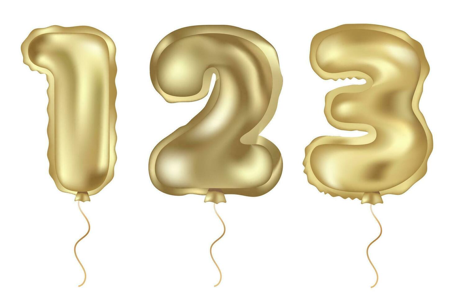 Set of golden numbers air balloons vector