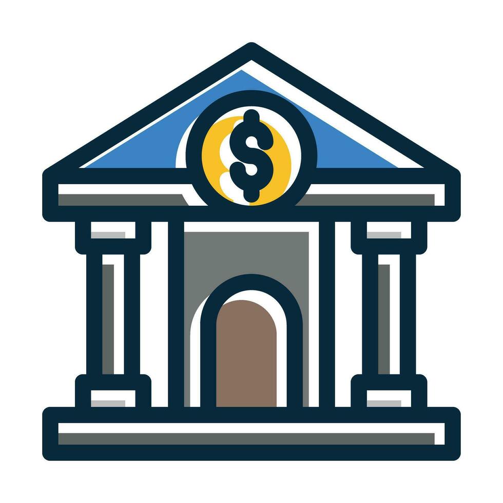 Bank Vector Thick Line Filled Dark Colors