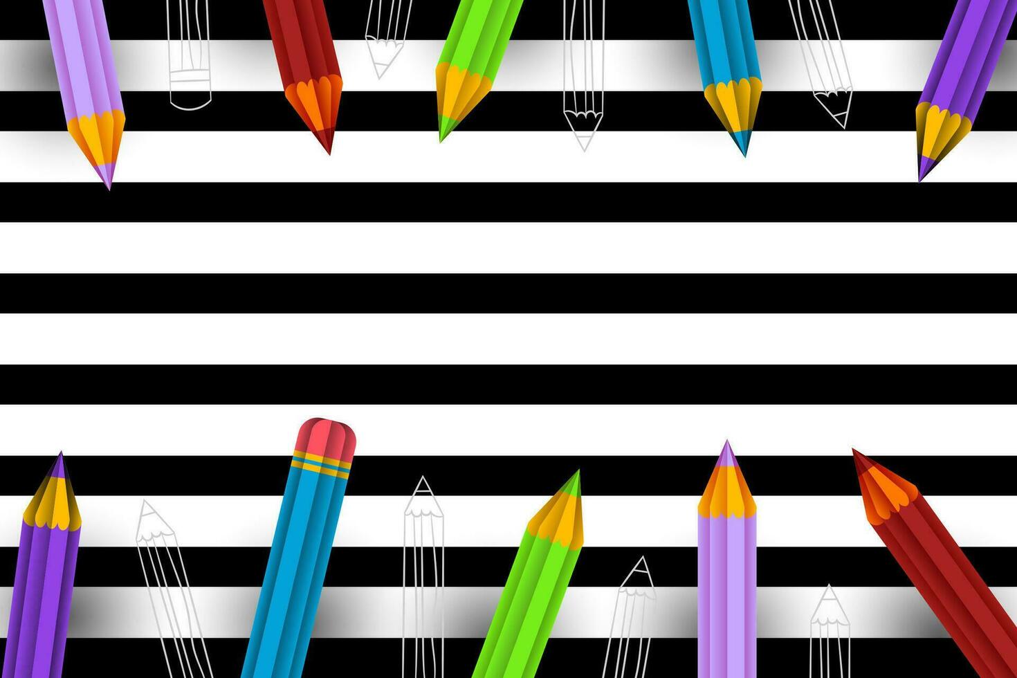 School background with pencils vector