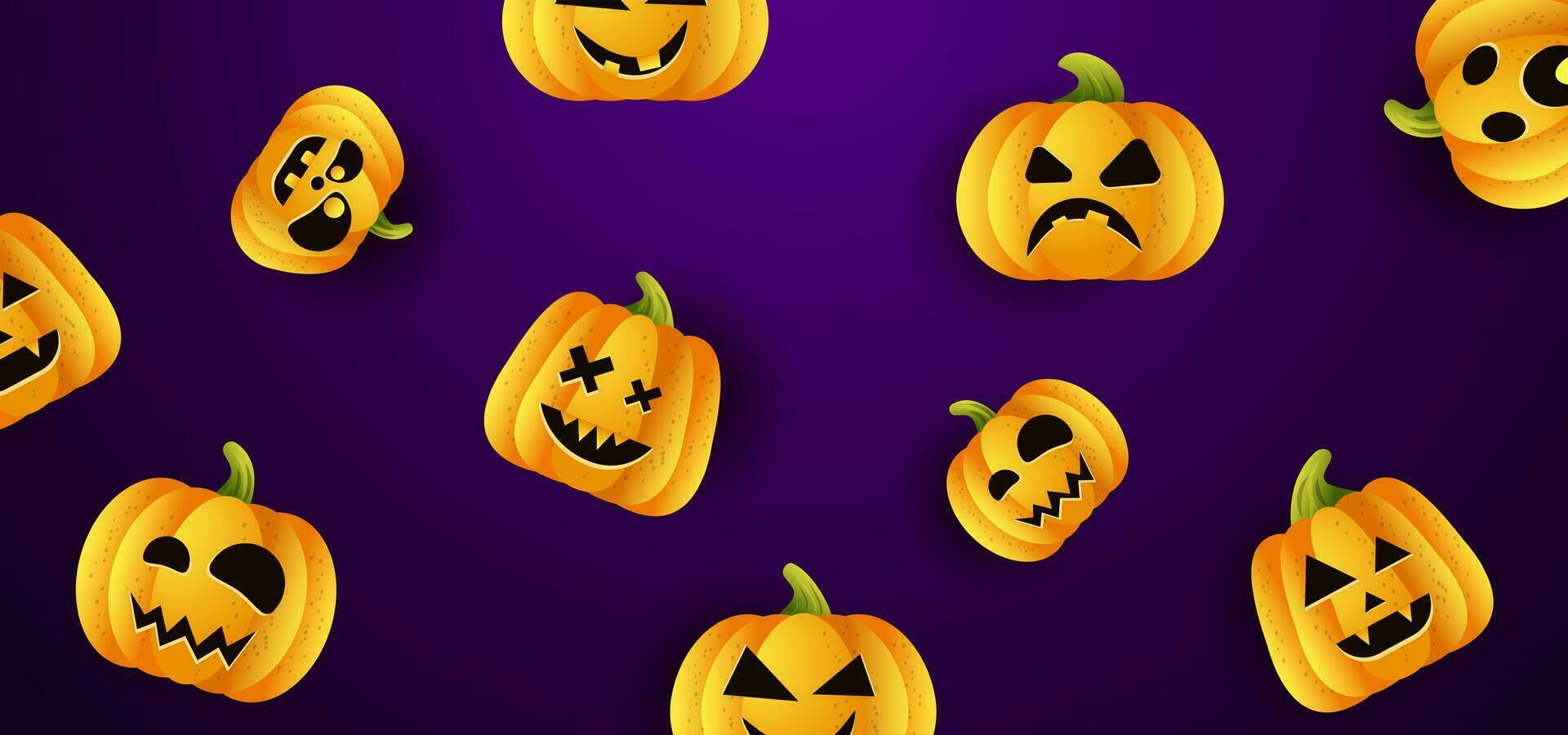 Halloween cartoon pumpkin background vector