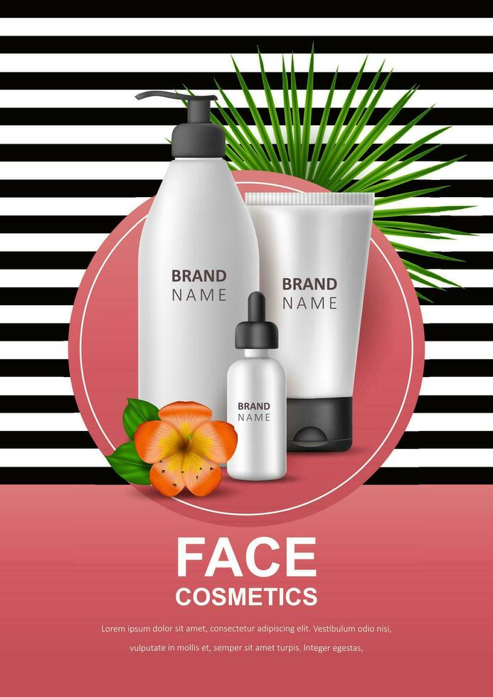 Vector banner with cosmetics mock ups