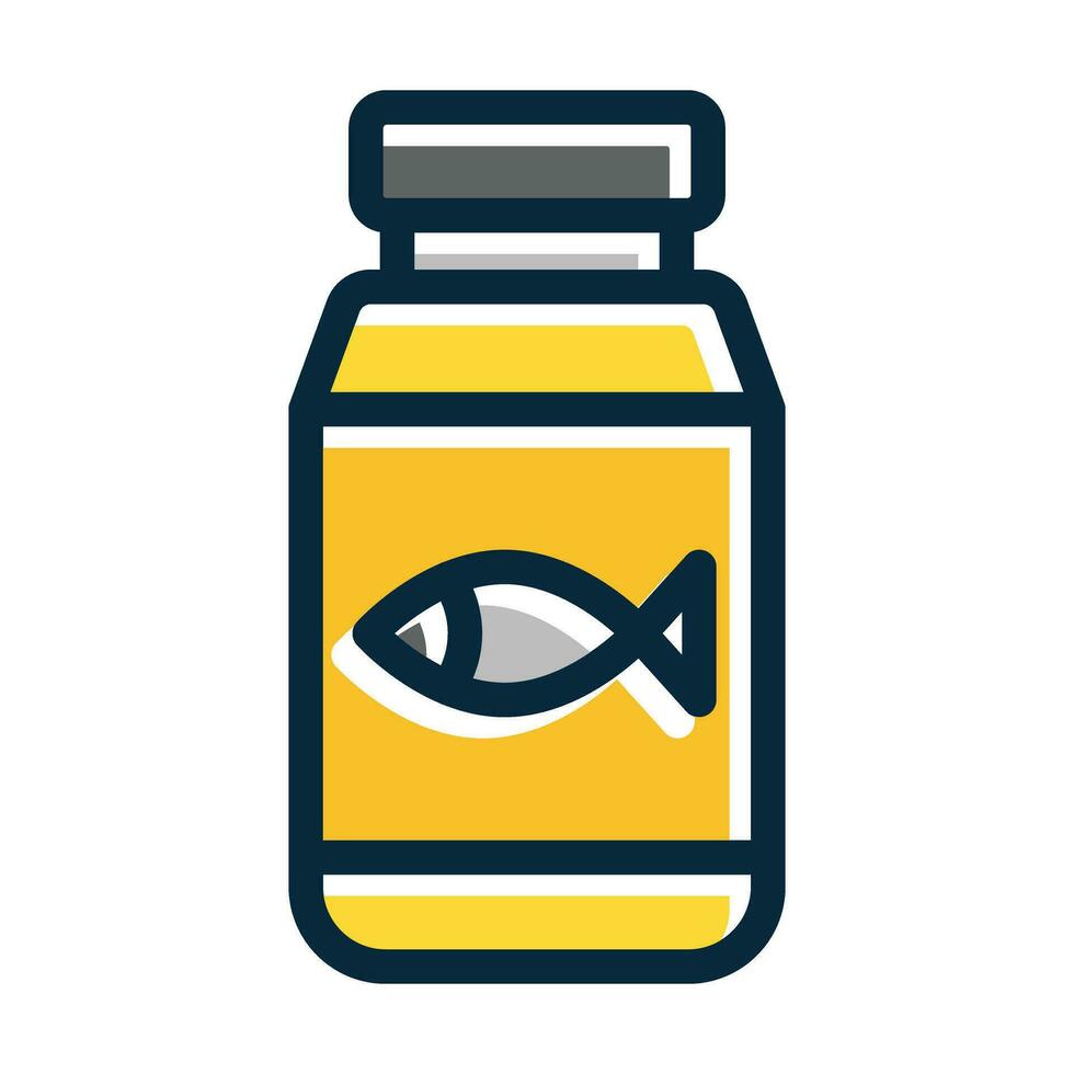 Fish Oil Vector Thick Line Filled Dark Colors