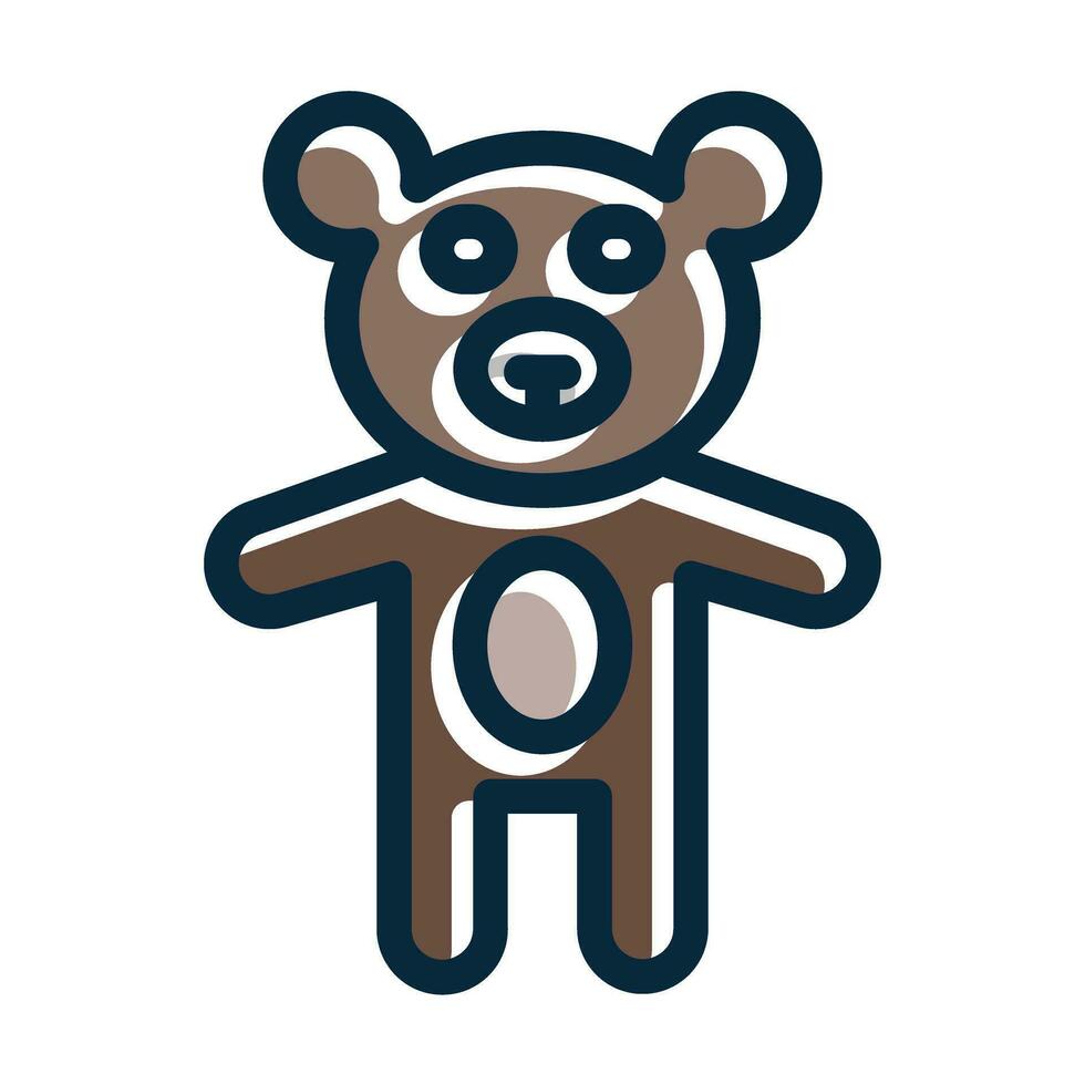 Teddy Bear Vector Thick Line Filled Dark Colors