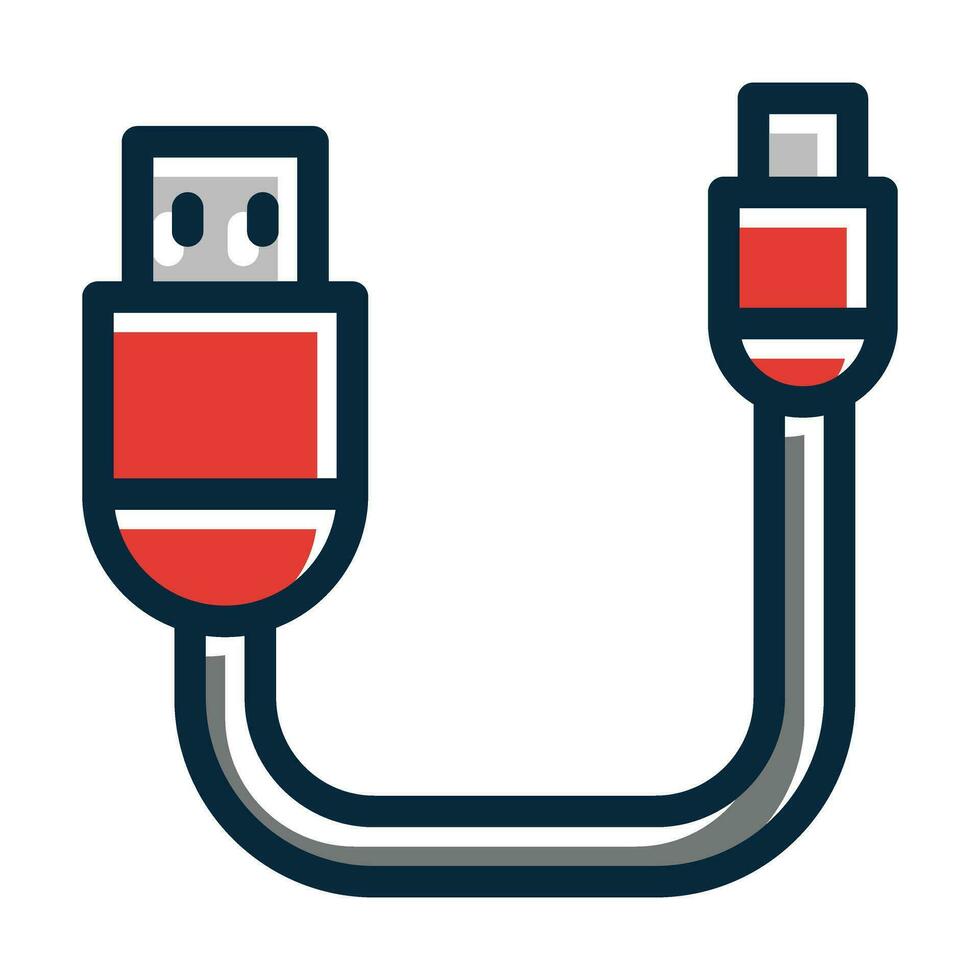 datos cable vector grueso línea lleno oscuro colores