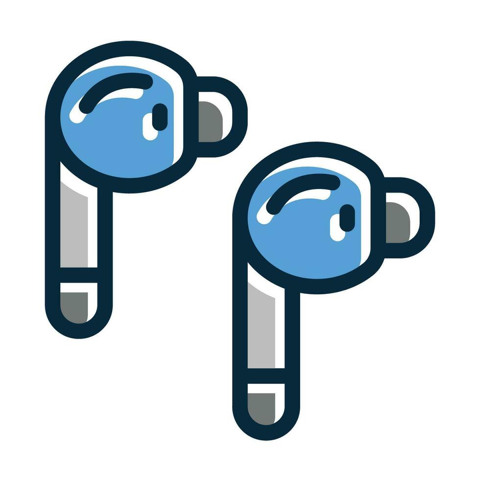 Earbuds Vector Thick Line Filled Dark Colors
