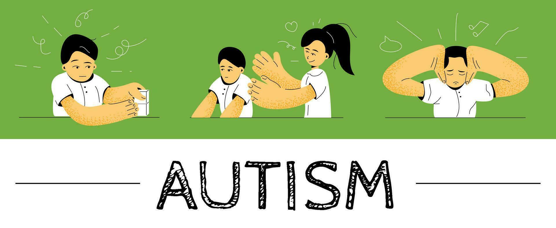 niños con autismo vector ilustración