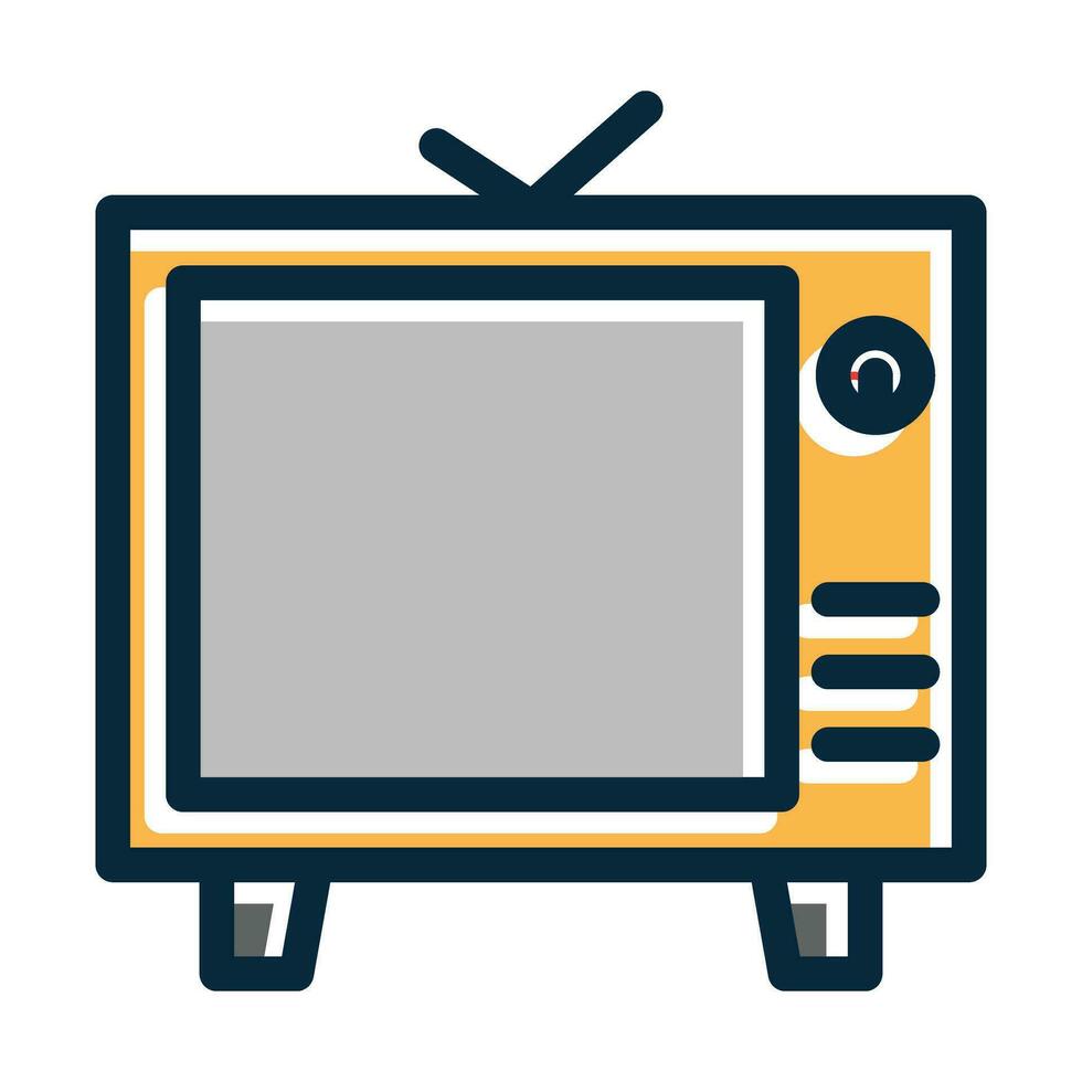 Television Vector Thick Line Filled Dark Colors