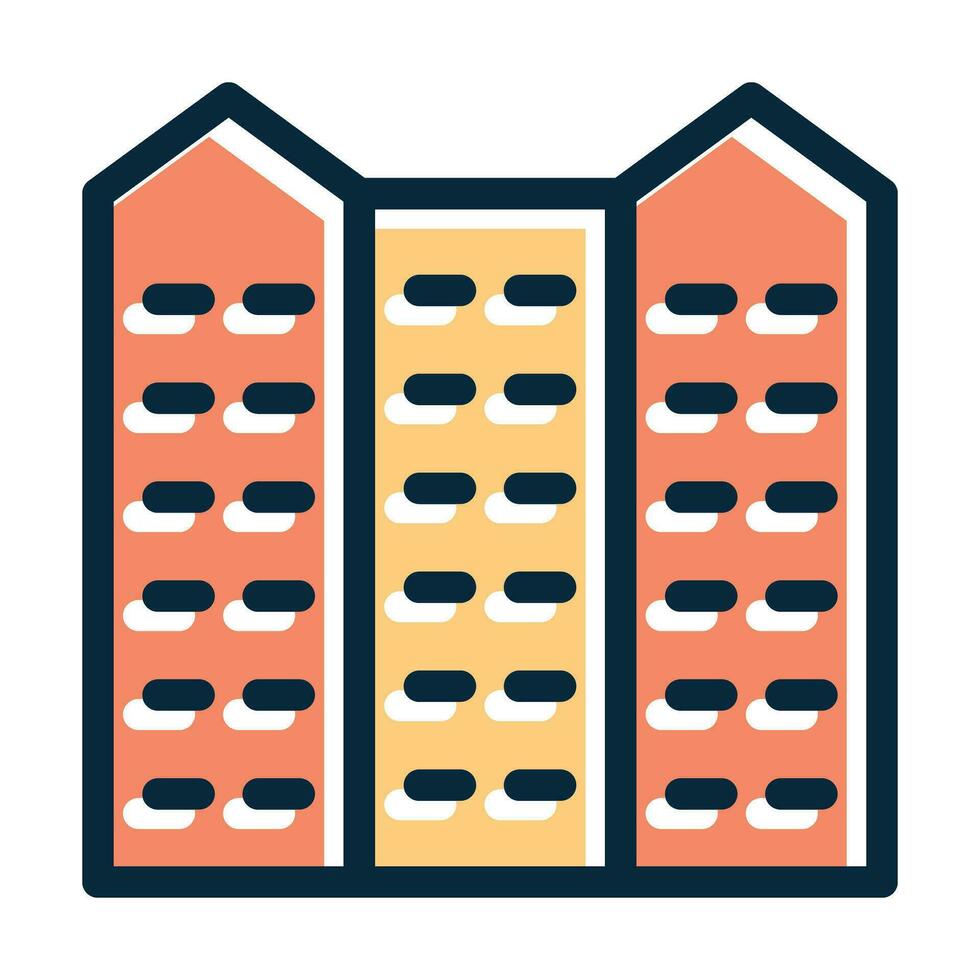 City Vector Thick Line Filled Dark Colors