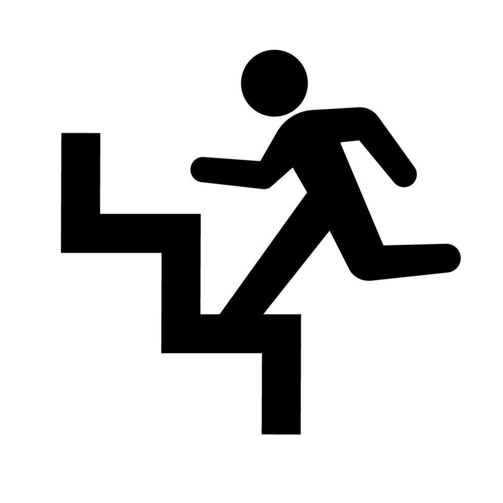 Running up stairs person icon. Vector. vector
