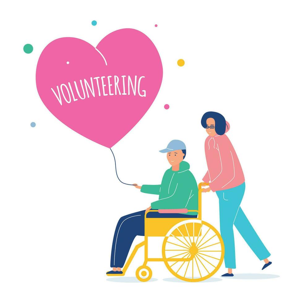 Volunteers vector flat illustration