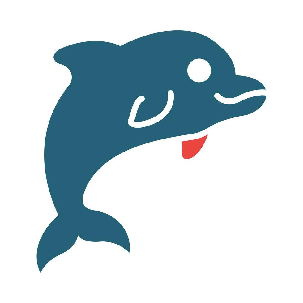 Dolphin Vector Glyph Two Color Icon For Personal And Commercial Use.