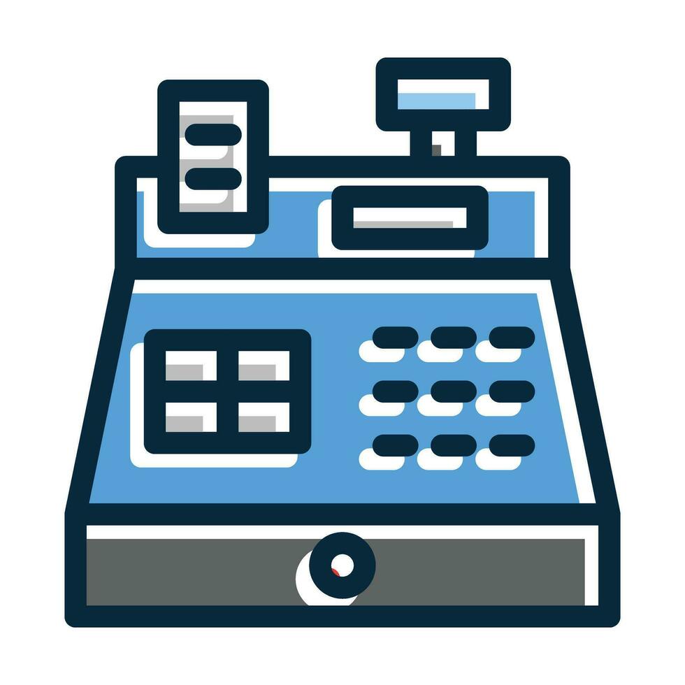 Cash Register Vector Thick Line Filled Dark Colors