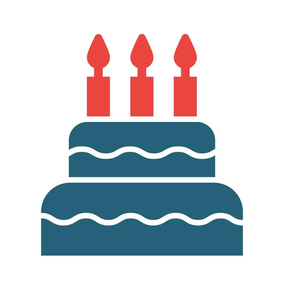 Birthday Cake Vector Glyph Two Color Icon For Personal And Commercial Use.