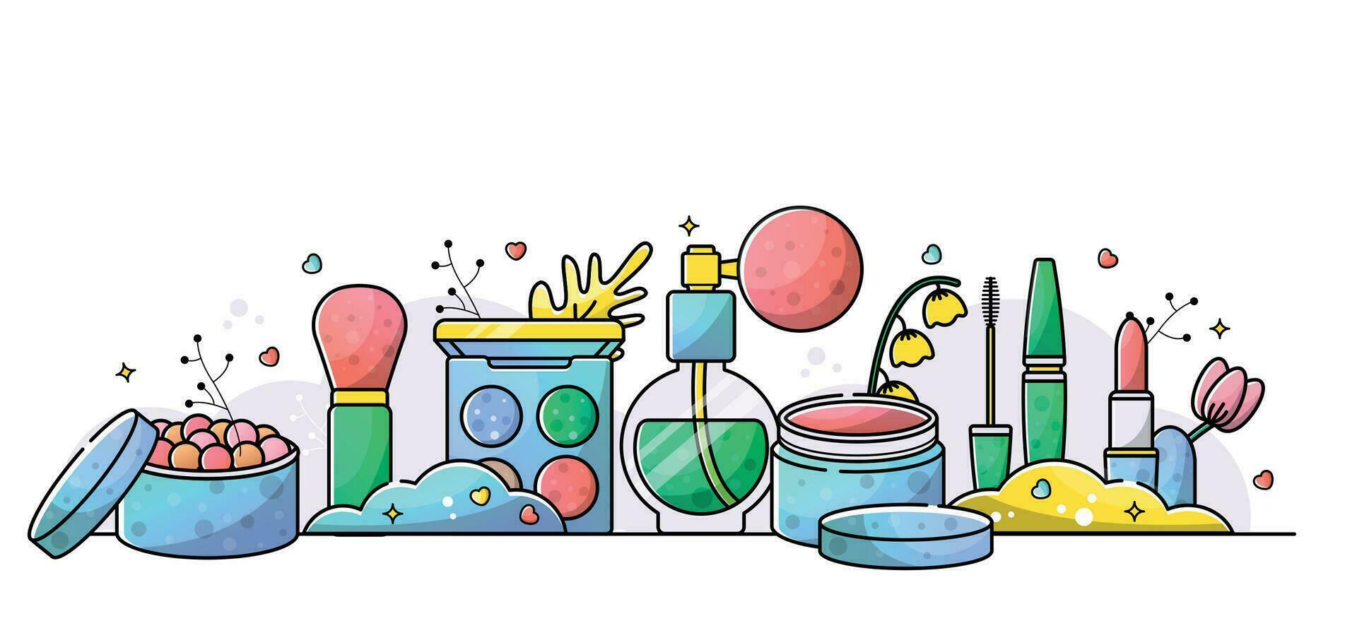 Make up and cosmetics vector lineal illustration