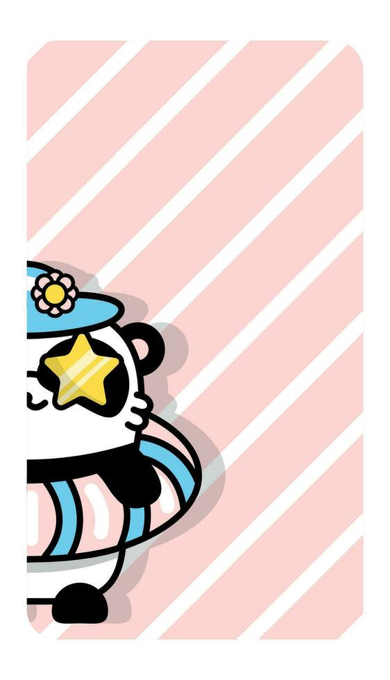 Banner with cute panda in the summer, vector illustration
