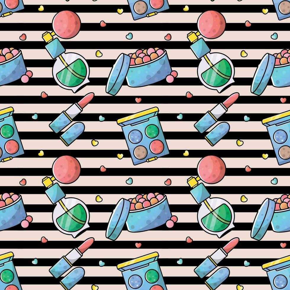 Make up and cosmetics vector seamless pattern