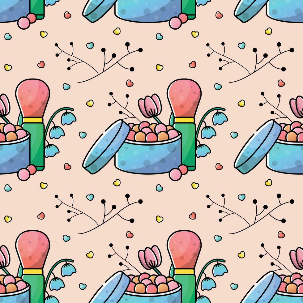 Make up and cosmetics vector seamless pattern
