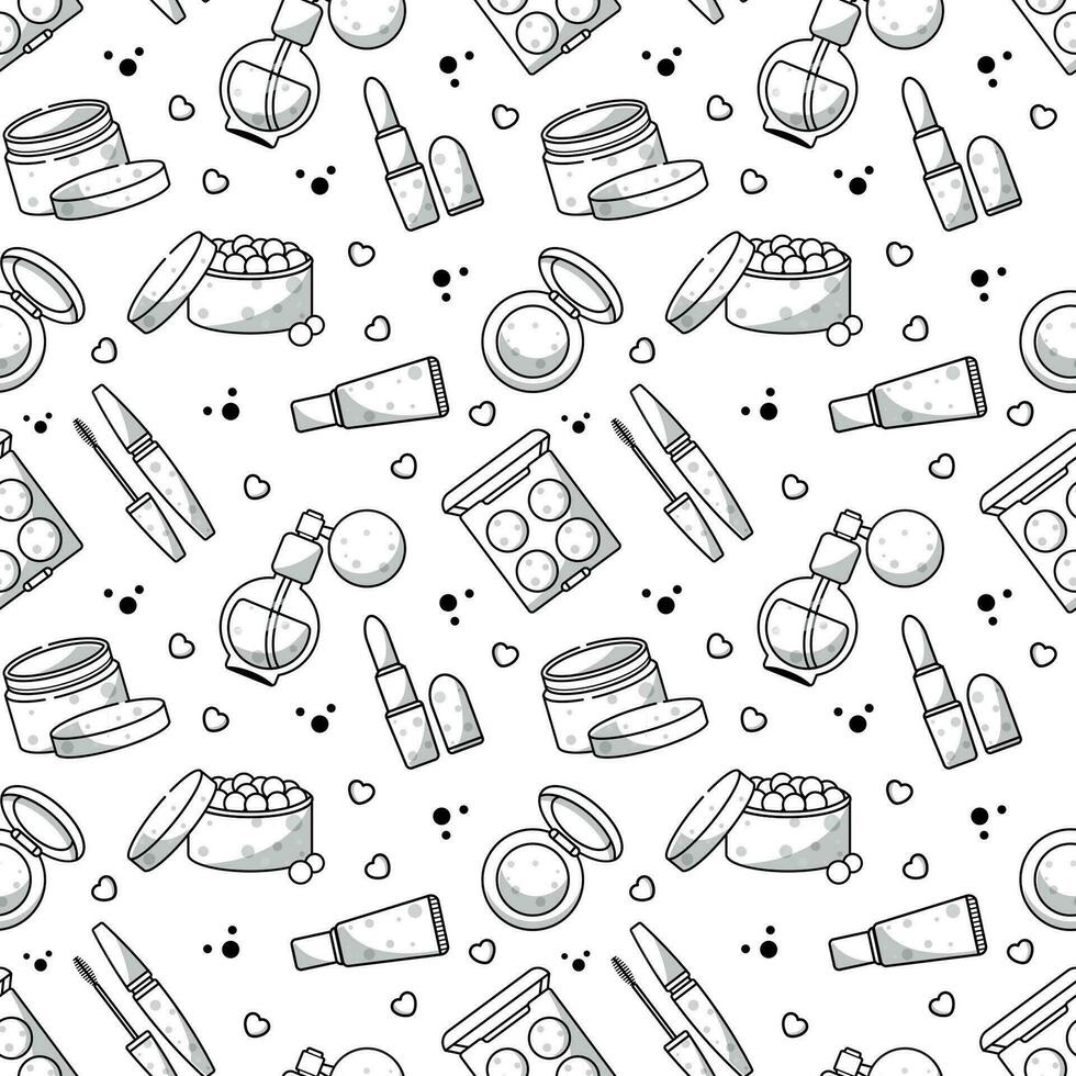 Make up and cosmetics vector seamless pattern