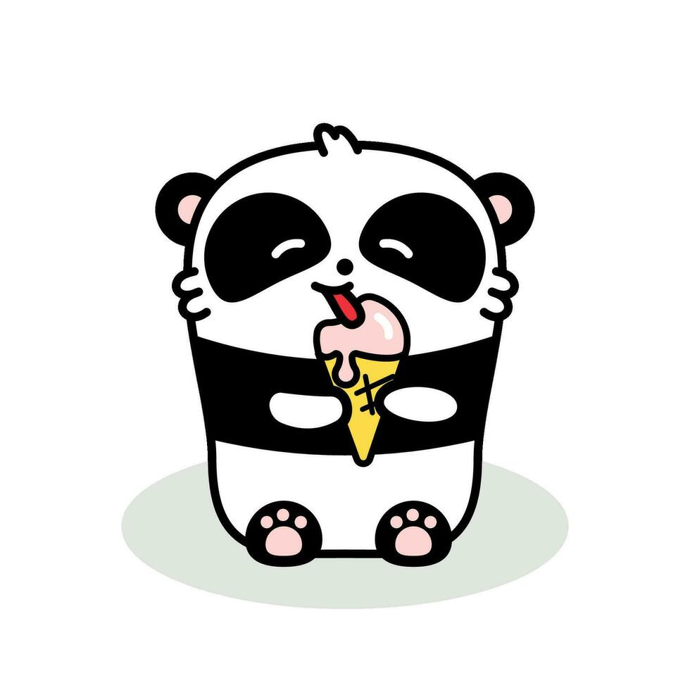 Lineal vector illustration of the cute panda